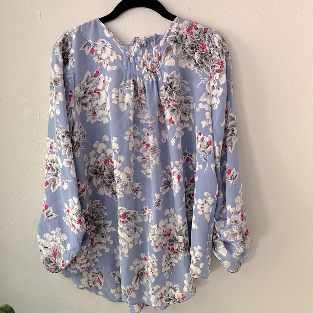 REBECCA TAYLOR FLORAL SILK BLOUSE 6 - Picture 2 of 3